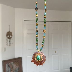Malachite Merkaba Beaded Third Eye Pinecone Necklace